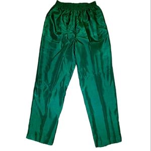 Mureli 100% Silk Emerald Green 80's 90's Vintage Retro Shiny Adjustable Pants